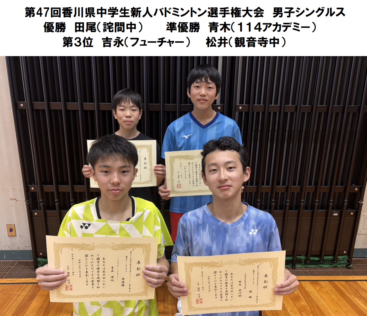香川 県 バドミントン 中学生